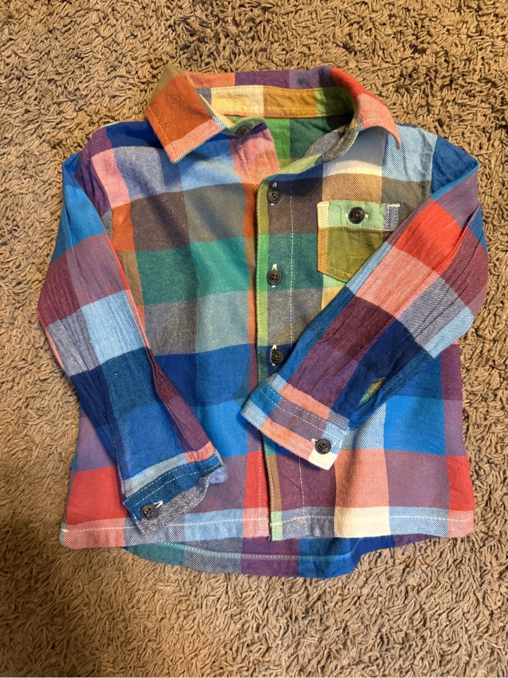 Kids Multicolor Plaid Button-Up Shirt - Unbranded